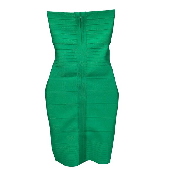 Herve Leger Womens Strapless Green Bandage Dress Size Small Retail $690 - Picture 8 of 9